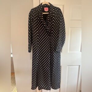 Kate Spade Black and White Polka Dot Long Sleeve Wrap Dress